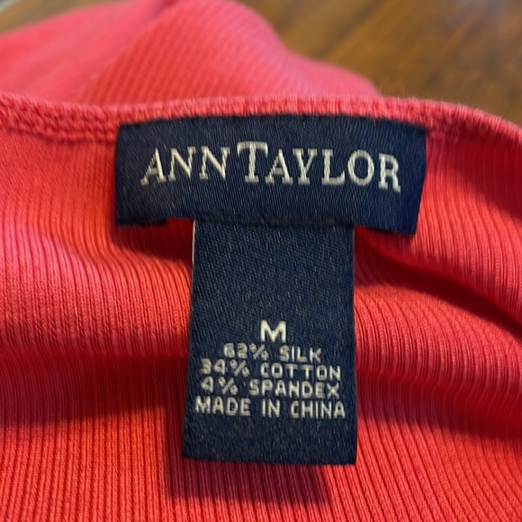 Ann Taylor-silk-cotton quarter sleeve ribbed top - Picture 4 of 4